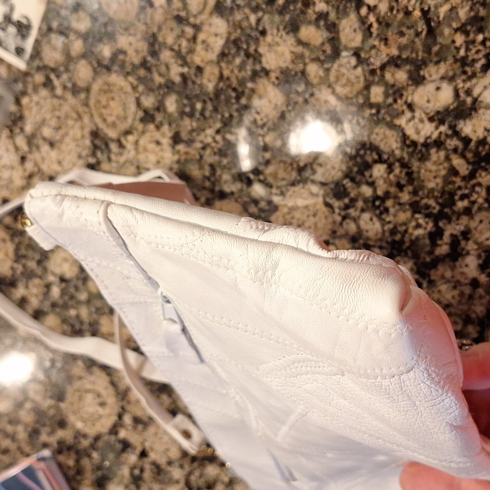 Vintage 80's White Leather Patchwork Convertible … - image 5